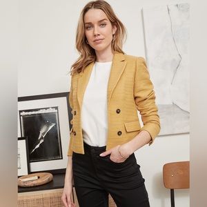 RW & Co Bouclé Cropped Blazer in colour Curry